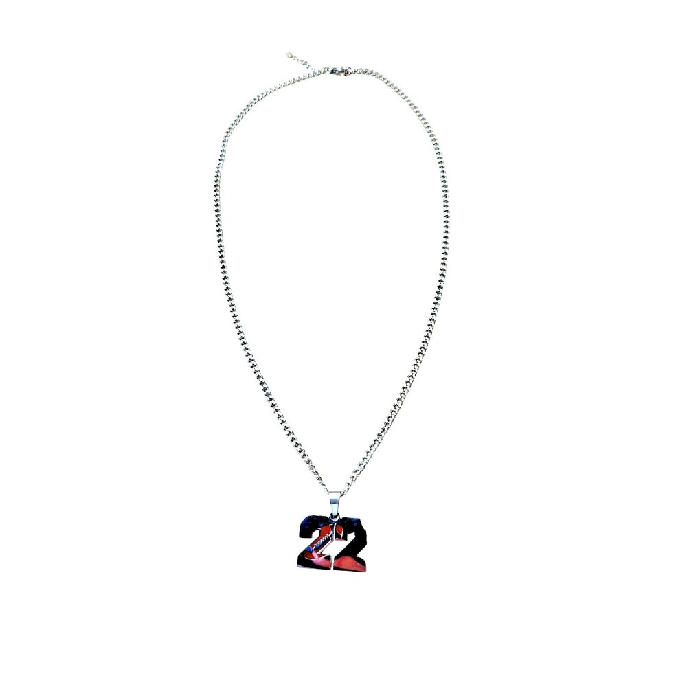 Men's Football #22 Necklace Silver Toned 21" Adjustable